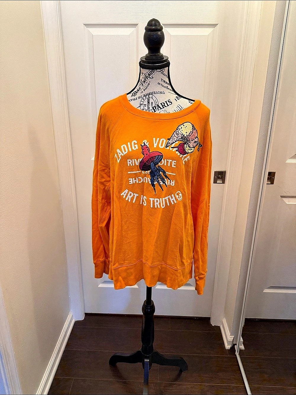 Zadig & Voltaire Upper Print SPUS Graphic Long Sleeve in Orange